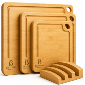 BRIVOORA Signature Eco-Friendly Bamboo Cutting Board Set of 3