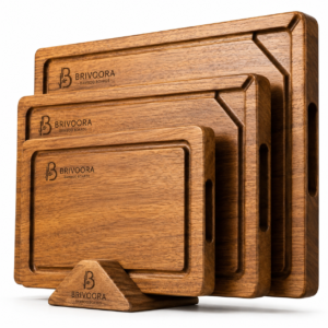 BRIVOORA Heavy-Duty Acacia Wood Cutting Board Set of 3 – Reversible Chopping Blocks
