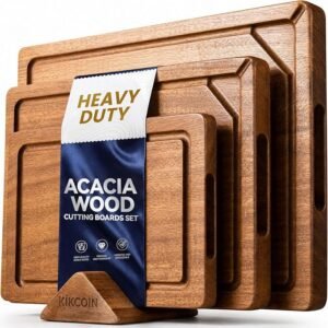 Kikcoin Acacia Wood Cutting Board Set of 3