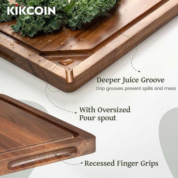 Kikcoin Acacia Wood Cutting Board Set of 3 - Image 2